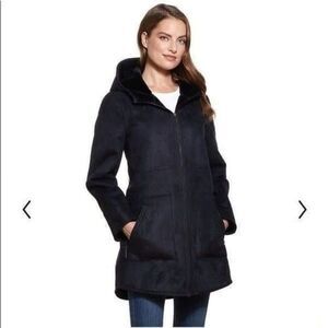 3/$20 Weatherproof Black Suede Faux Fur Lined Full Zip Coat (Size: Large)